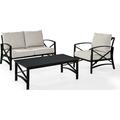 Crosley 3 Piece Kaplan Outdoor Seating Set with Oatmeal Cushion - Loveseat, Chair, Coffee Table KO60014BZ-OL